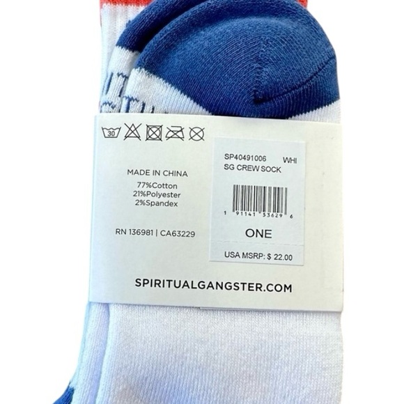 Spiritual Gangster White and Blue Casual Socks - Picture 5 of 5